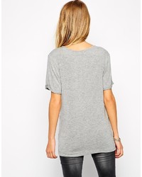T-shirt à col en v gris Asos