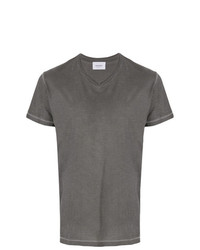 T-shirt à col en v gris Dondup