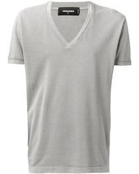 T-shirt à col en v gris DSquared
