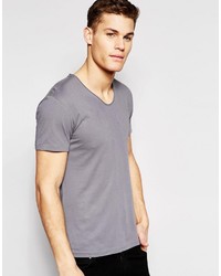 T-shirt à col en v gris Esprit