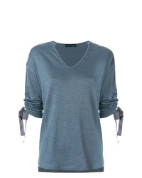 T-shirt à col en v gris Fabiana Filippi