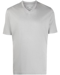 T-shirt à col en v gris Fedeli