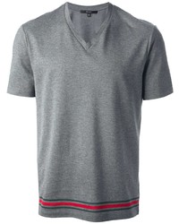 T-shirt à col en v gris Gucci