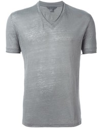 T-shirt à col en v gris John Varvatos