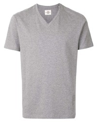 T-shirt à col en v gris Kent & Curwen