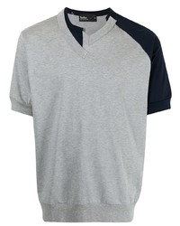 T-shirt à col en v gris Kolor
