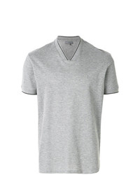 T-shirt à col en v gris Lanvin