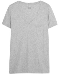 T-shirt à col en v gris Madewell