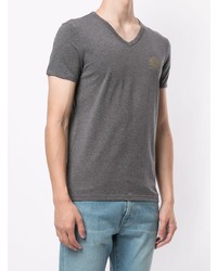 T-shirt à col en v gris Versace