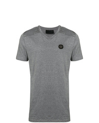 T-shirt à col en v gris Philipp Plein