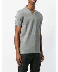 T-shirt à col en v gris Lanvin