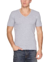 T-shirt à col en v gris