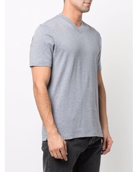 T-shirt à col en v gris Brunello Cucinelli