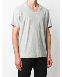 T-shirt à col en v gris Diesel