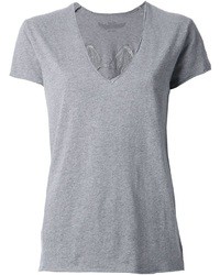 T-shirt à col en v gris Zadig & Voltaire