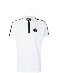 T-shirt à col en v imprimé blanc et noir