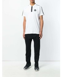 T-shirt à col en v imprimé blanc et noir Plein Sport