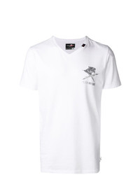 T-shirt à col en v imprimé blanc et noir Plein Sport