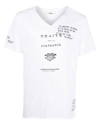 T-shirt à col en v imprimé blanc et noir Zadig & Voltaire