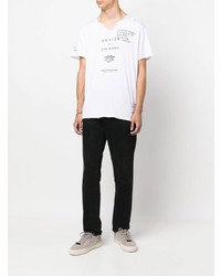 T-shirt à col en v imprimé blanc et noir Zadig & Voltaire