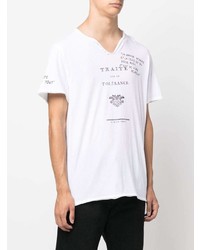 T-shirt à col en v imprimé blanc et noir Zadig & Voltaire