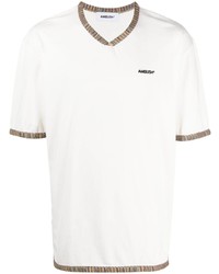 T-shirt à col en v imprimé blanc Ambush