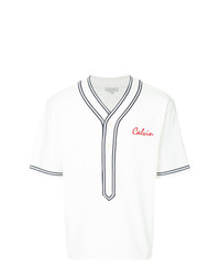T-shirt à col en v imprimé blanc CK Calvin Klein