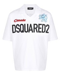 T-shirt à col en v imprimé blanc DSQUARED2