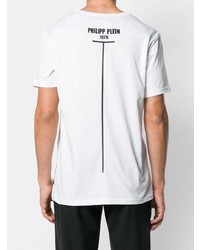 T-shirt à col en v imprimé blanc Philipp Plein