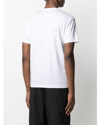 T-shirt à col en v imprimé blanc Ea7 Emporio Armani