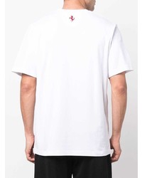T-shirt à col en v imprimé blanc Ferrari