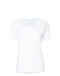 T-shirt à col en v imprimé blanc MM6 MAISON MARGIELA