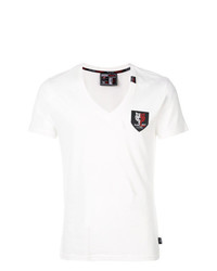 T-shirt à col en v imprimé blanc Plein Sport