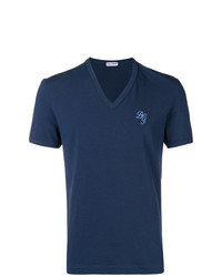 T-shirt à col en v imprimé bleu marine Dolce & Gabbana Underwear