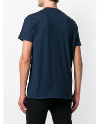 T-shirt à col en v imprimé bleu marine Frankie Morello
