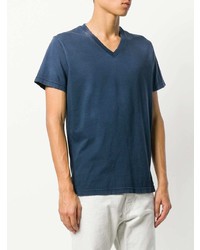 T-shirt à col en v imprimé bleu marine Diesel