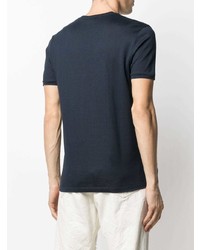 T-shirt à col en v imprimé bleu marine Gucci
