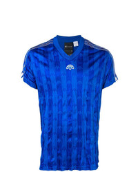 T-shirt à col en v imprimé bleu Adidas Originals By Alexander Wang