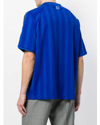 T-shirt à col en v imprimé bleu Études