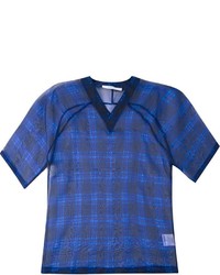 T-shirt à col en v imprimé bleu Givenchy