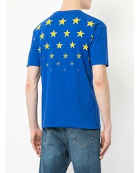 T-shirt à col en v imprimé bleu GUILD PRIME