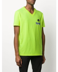 T-shirt à col en v imprimé chartreuse Philipp Plein