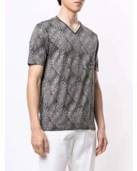 T-shirt à col en v imprimé gris foncé D'urban