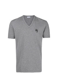 T-shirt à col en v imprimé gris Dolce & Gabbana Underwear