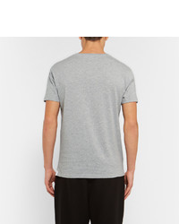 T-shirt à col en v imprimé gris Alexander McQueen