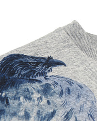 T-shirt à col en v imprimé gris Alexander McQueen