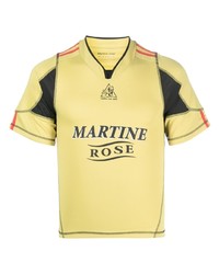 T-shirt à col en v imprimé jaune Martine Rose