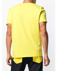 T-shirt à col en v imprimé jaune Just Cavalli