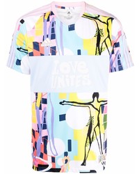 T-shirt à col en v imprimé multicolore adidas