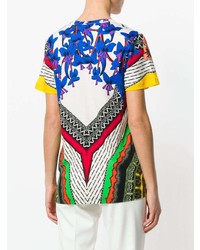 T-shirt à col en v imprimé multicolore Etro